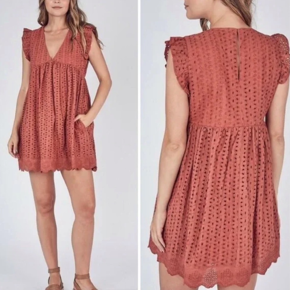 Mustard Seed Sweet Caroline Rust Romper Dress
